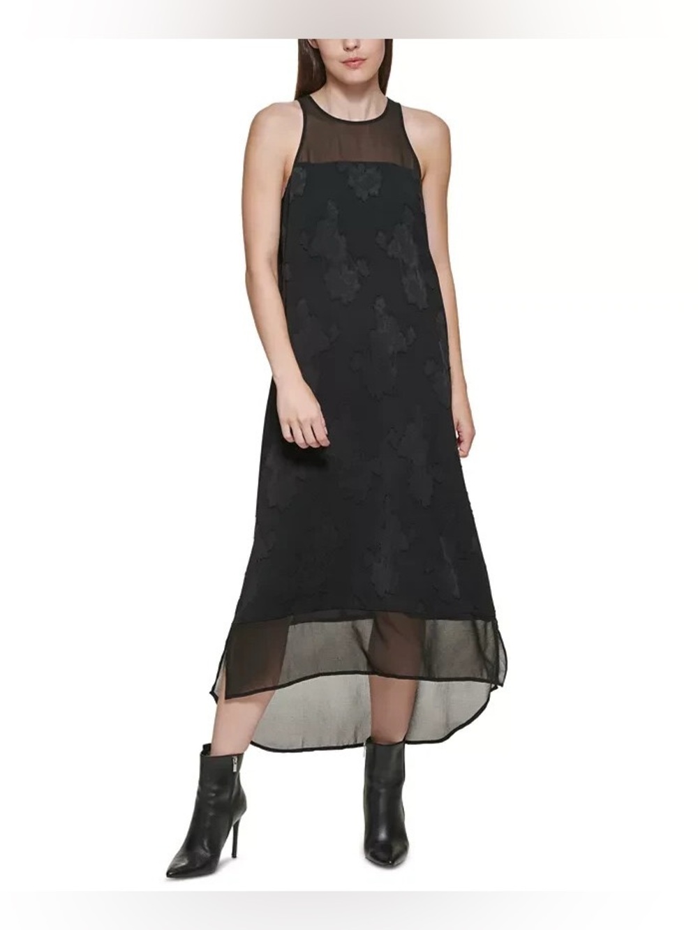 DKNY Sleeveless Black Midi Dress